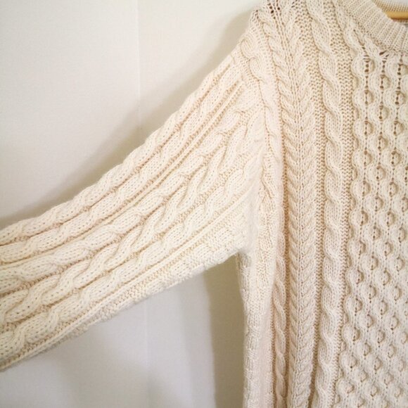 Brand New L.L. Bean Heritage100% Wool Chunky Cable Knit Irish Fisherman Sweater - Picture 3 of 5